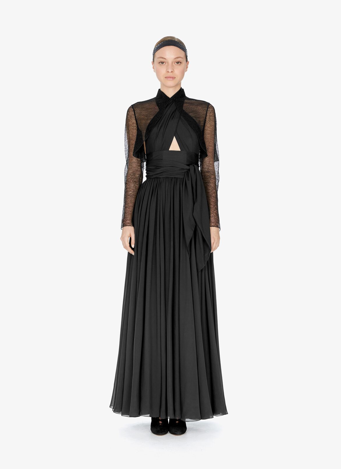 Sheer Toile-Effect Bolero Jacket ALAÏA SHINY BLACK SHEER TOILE-EFFECT BOLERO JACKET